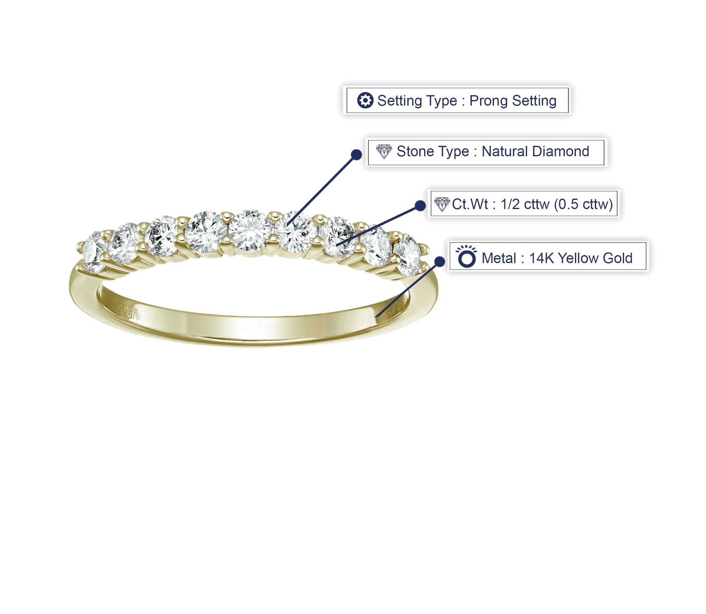 1/2 ct. t.w. Diamond Wedding Band in 14K Yellow Gold