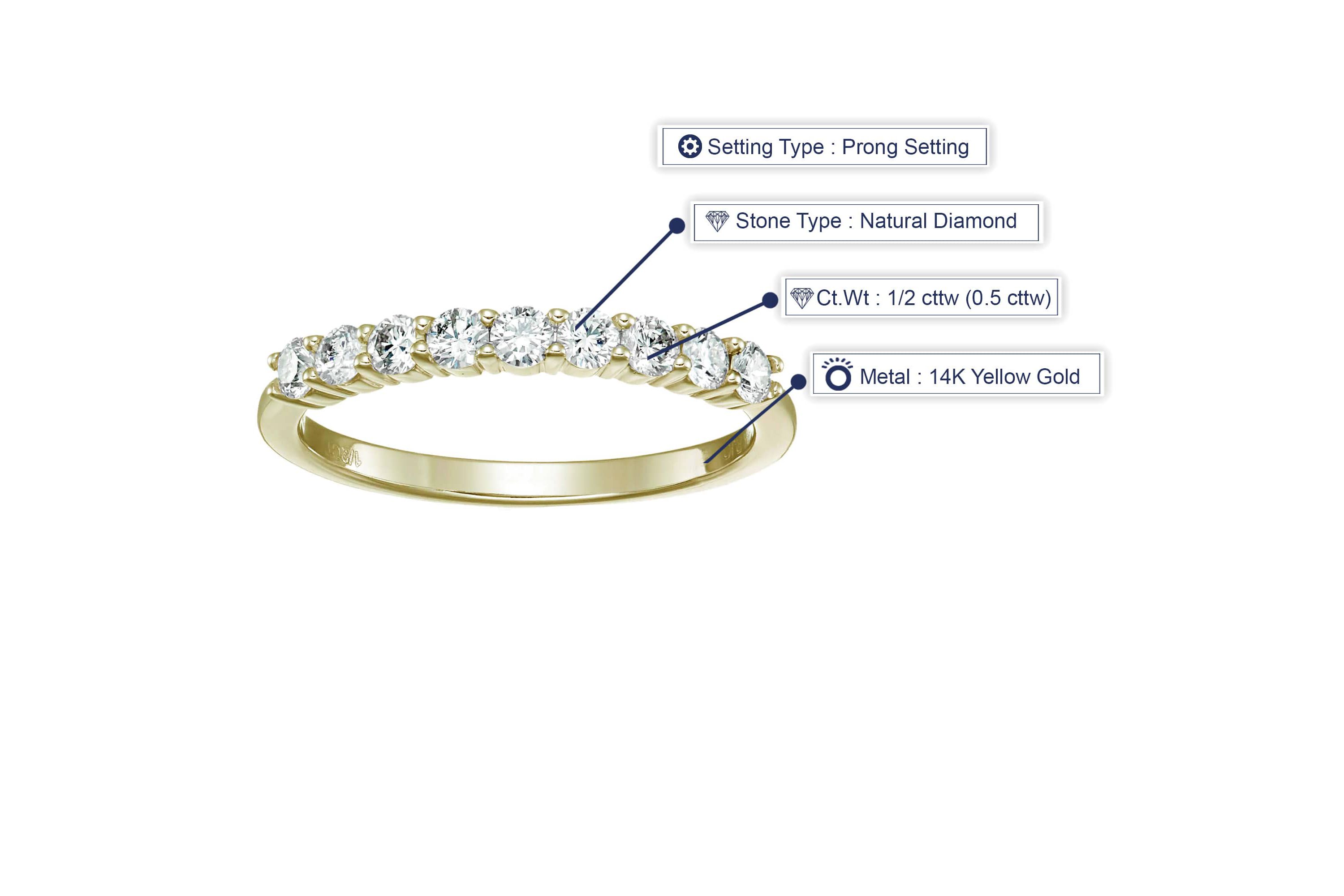 1/2 ct. t.w. Diamond Wedding Band in 14K Yellow Gold