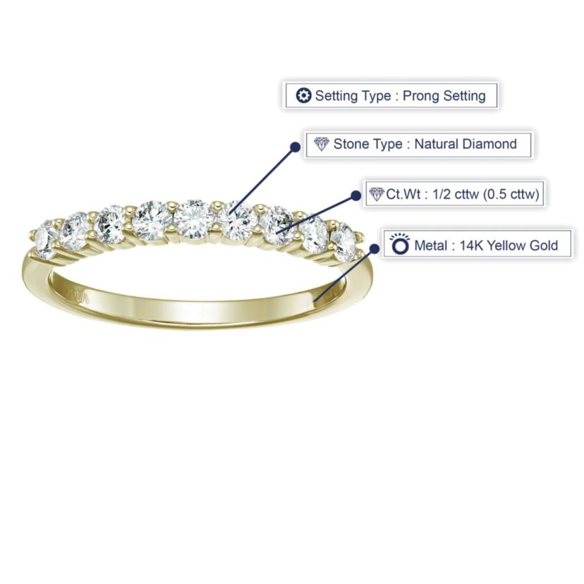1/2 ct. t.w. Diamond Wedding Band in 14K Yellow Gold