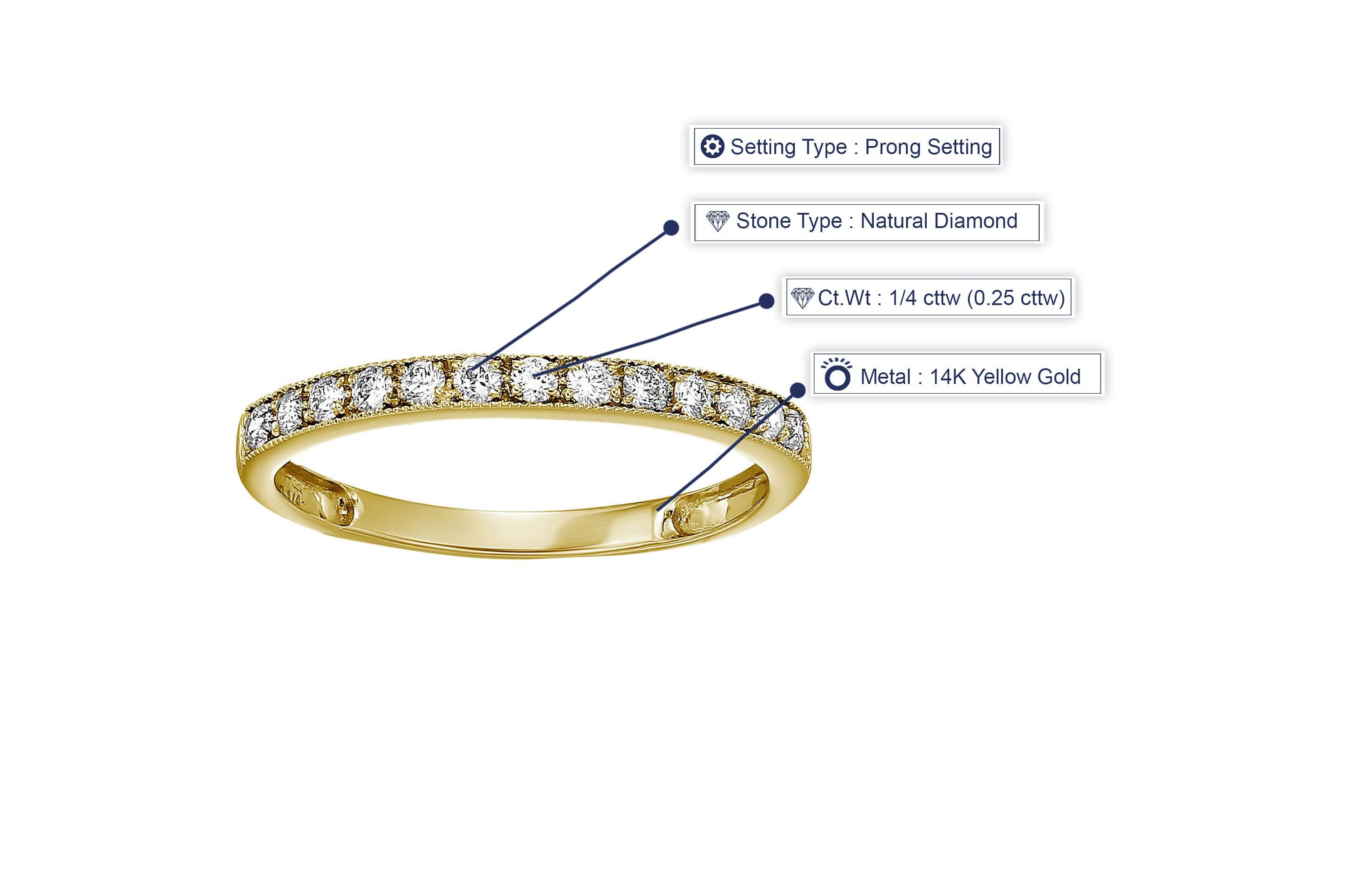 1/4 ct. t.w. Diamond Wedding Band in 14K Yellow Gold
