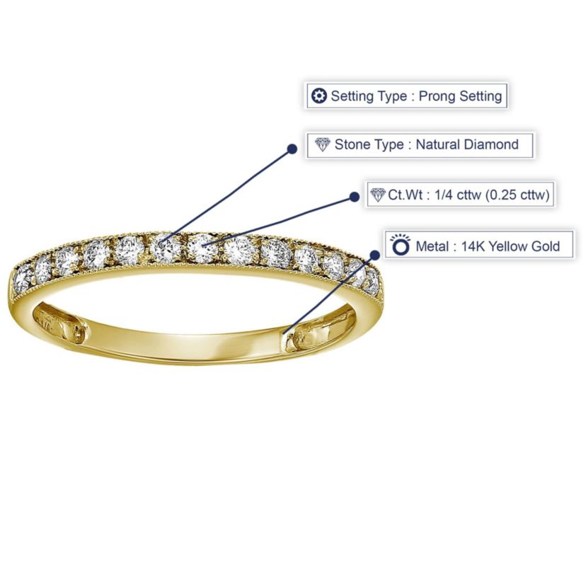 1/4 ct. t.w. Diamond Wedding Band in 14K Yellow Gold