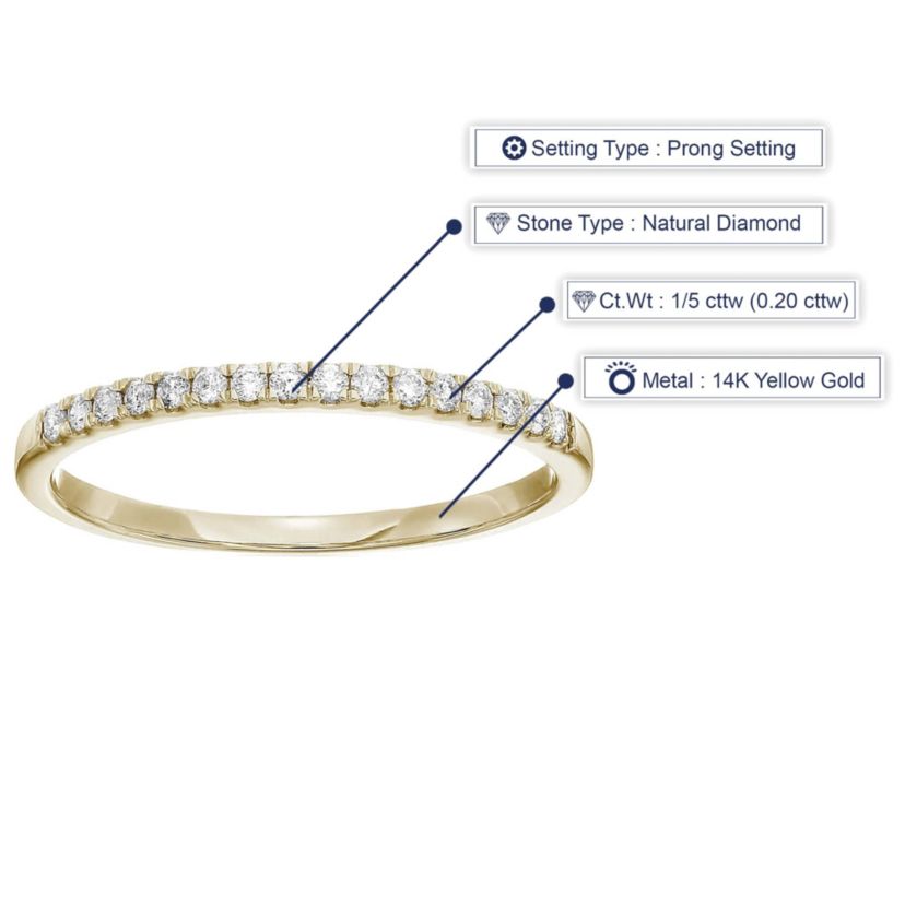1/5 ct. t.w. Diamond Wedding Band in 14K Yellow Gold