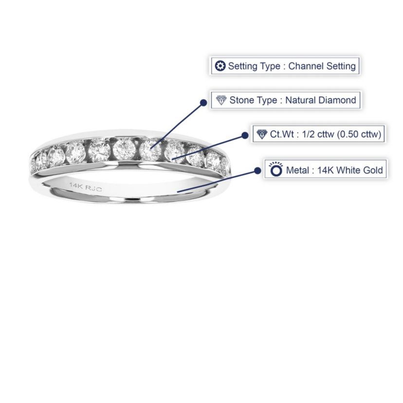 1/2 ct. t.w. Diamond Wedding Band in 14K White Gold