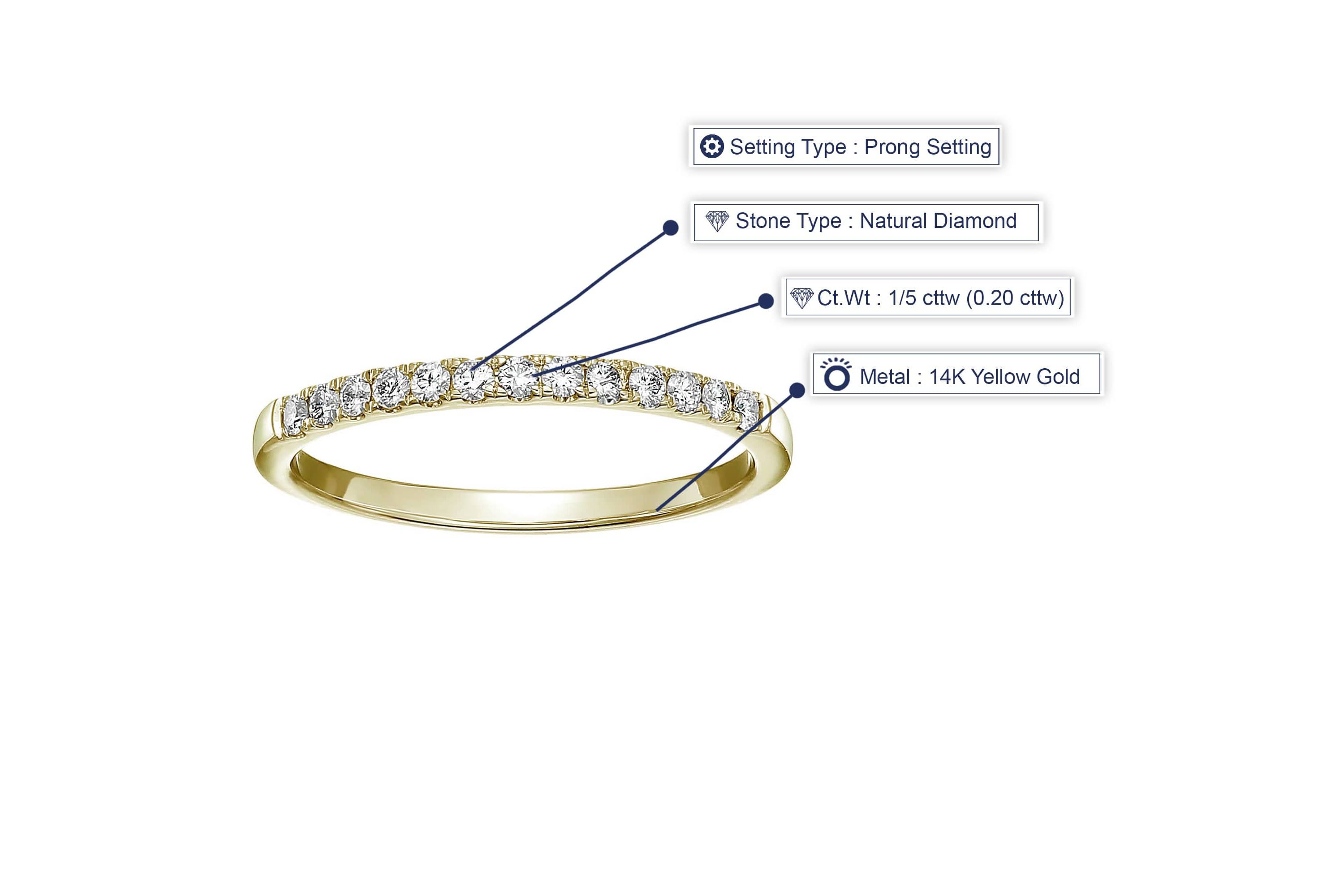 1/5 ct. t.w. Diamond Wedding Band in 14K Yellow Gold