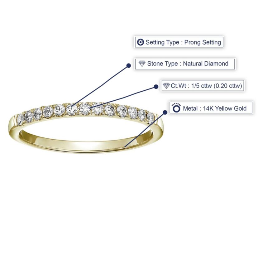 1/5 ct. t.w. Diamond Wedding Band in 14K Yellow Gold