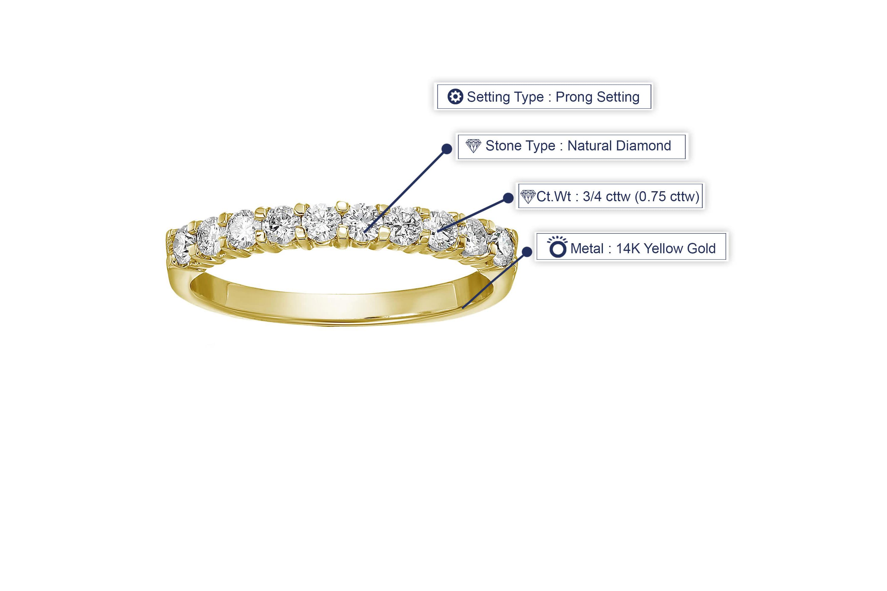 3/4 ct. t.w. Diamond Wedding Band in 14K Yellow Gold