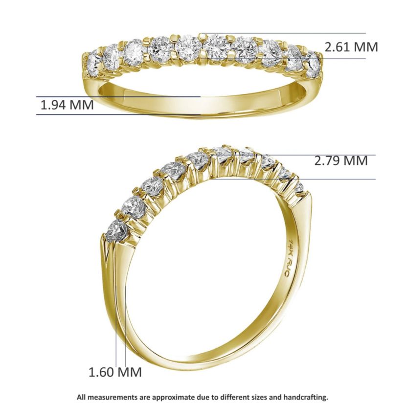 3/4 ct. t.w. Diamond Wedding Band in 14K Yellow Gold