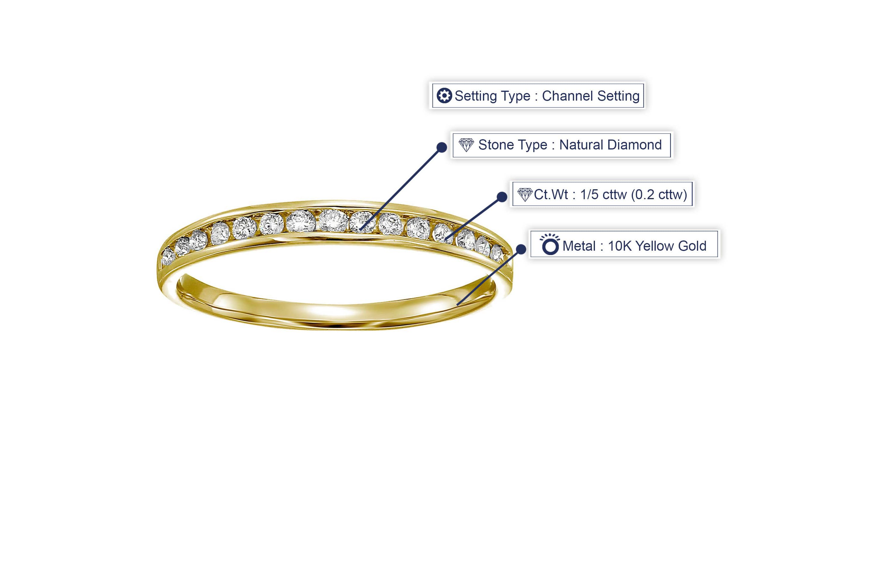 1/5 ct. t.w. Diamond Wedding Band in 10K Yellow Gold