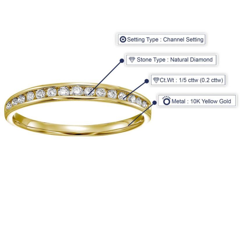 1/5 ct. t.w. Diamond Wedding Band in 10K Yellow Gold