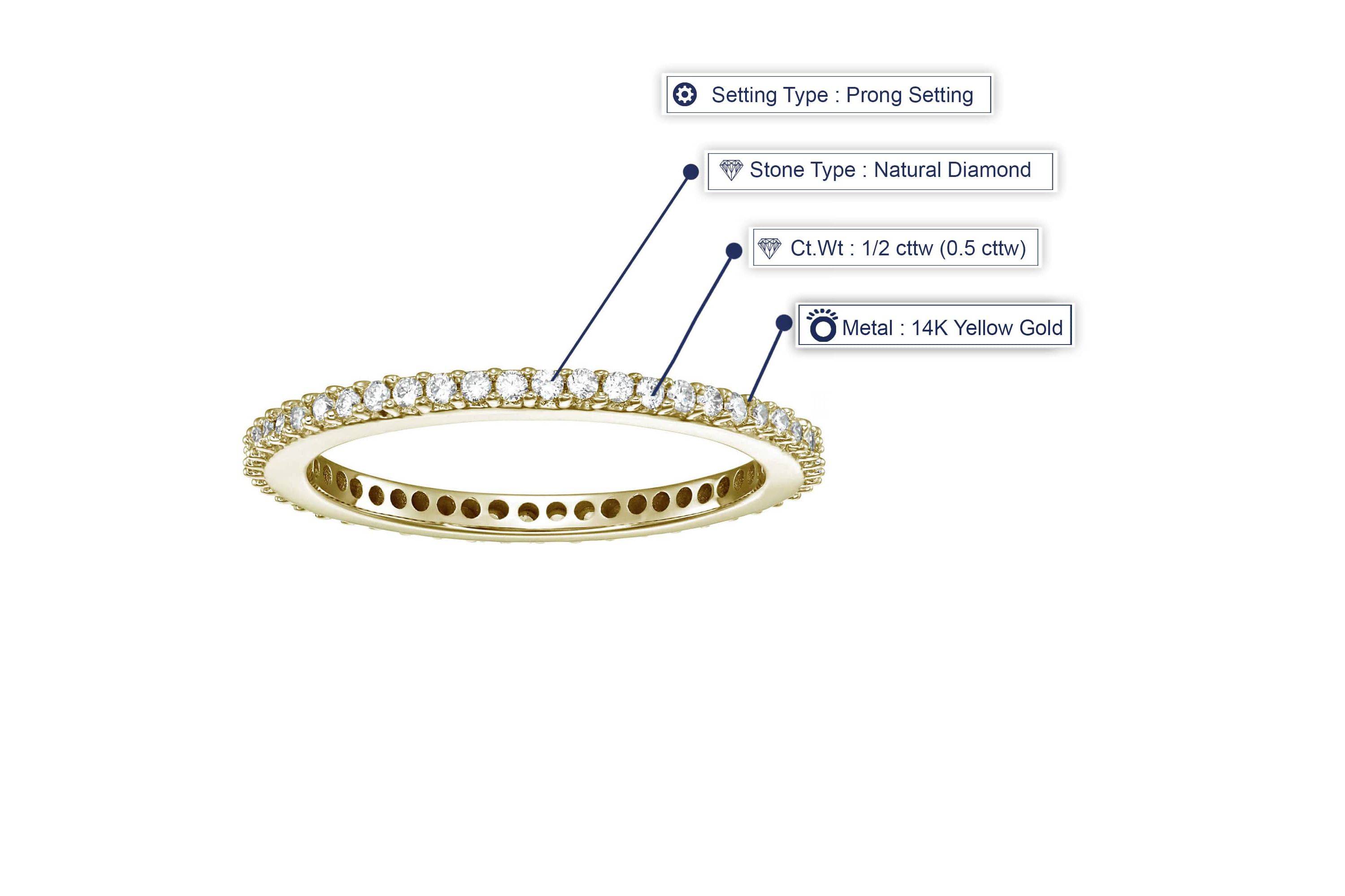 1/2 ct. t.w. Diamond Eternity Ring in 14K Yellow Gold