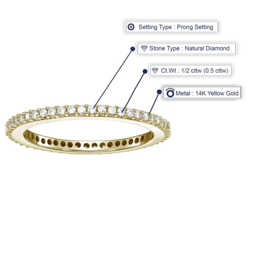 1/2 ct. t.w. Diamond Eternity Ring in 14K Yellow Gold