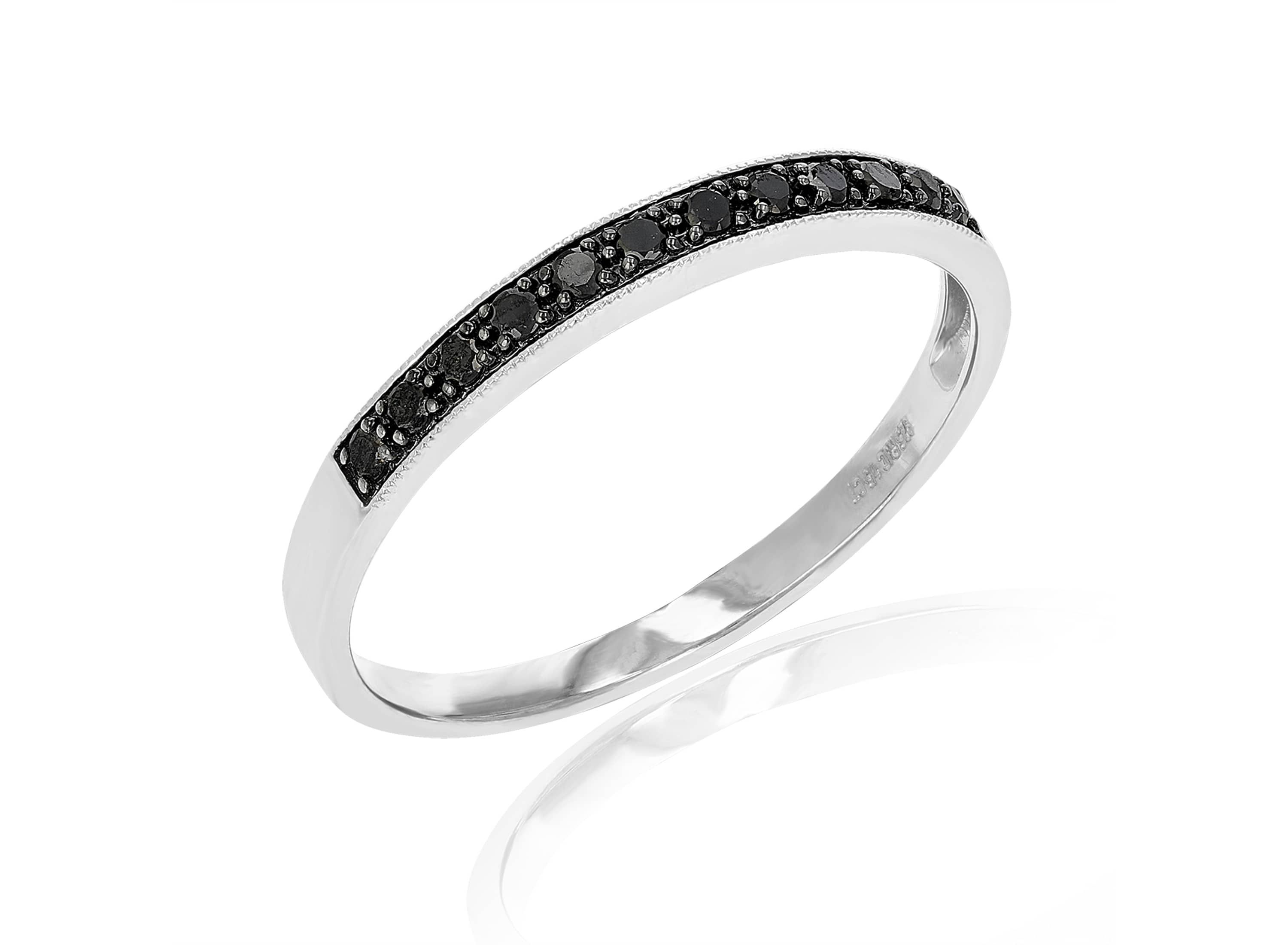 1/5 ct. t.w. Black Diamond Wedding Band in 925 Sterling Silver
