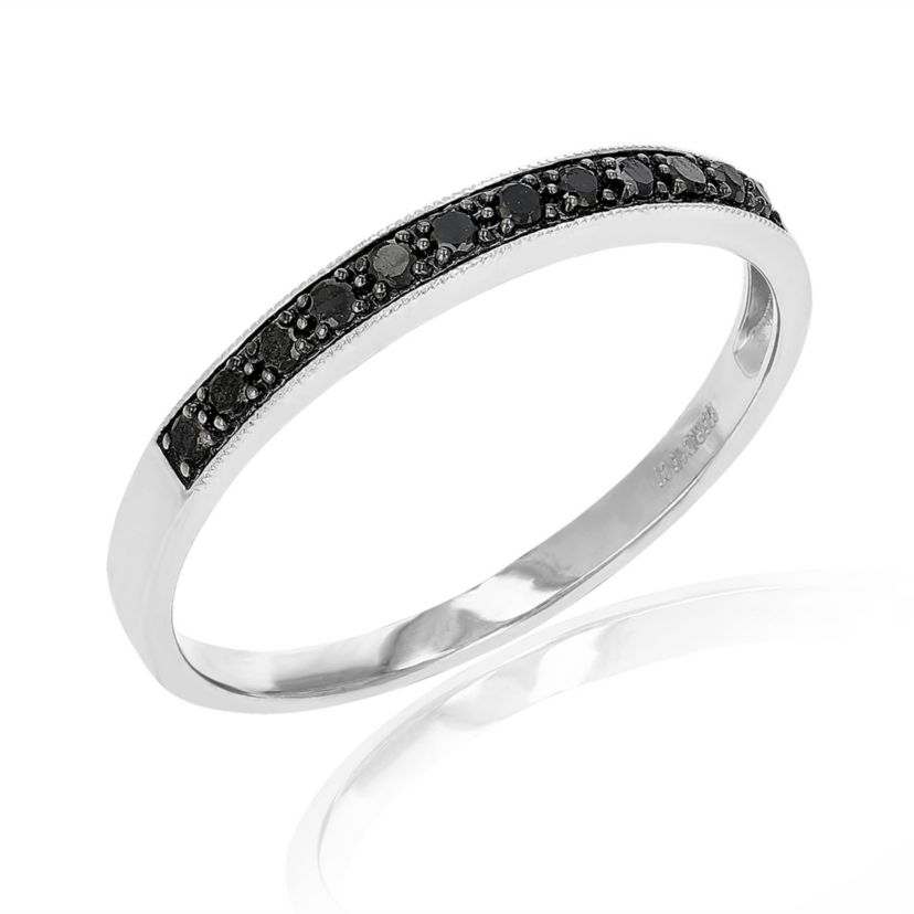 1/5 ct. t.w. Black Diamond Wedding Band in 925 Sterling Silver