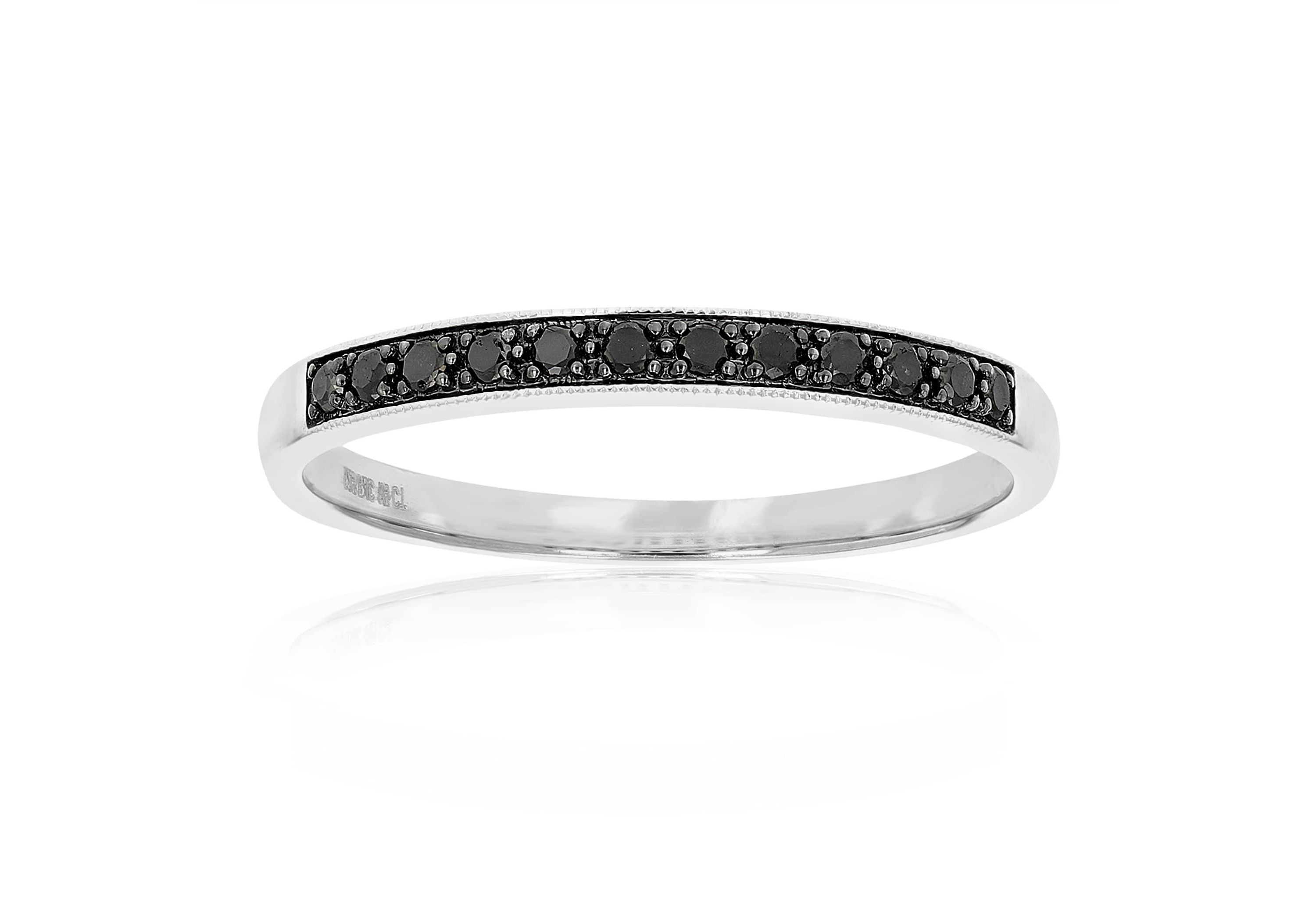 1/5 ct. t.w. Black Diamond Wedding Band in 925 Sterling Silver