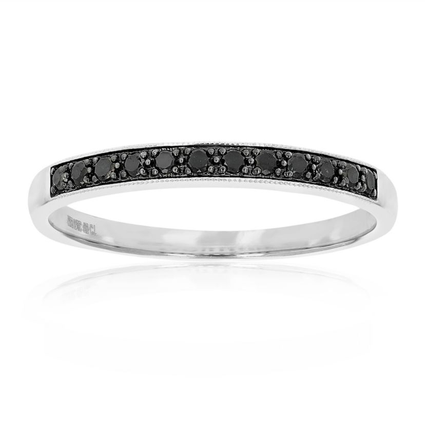 1/5 ct. t.w. Black Diamond Wedding Band in 925 Sterling Silver