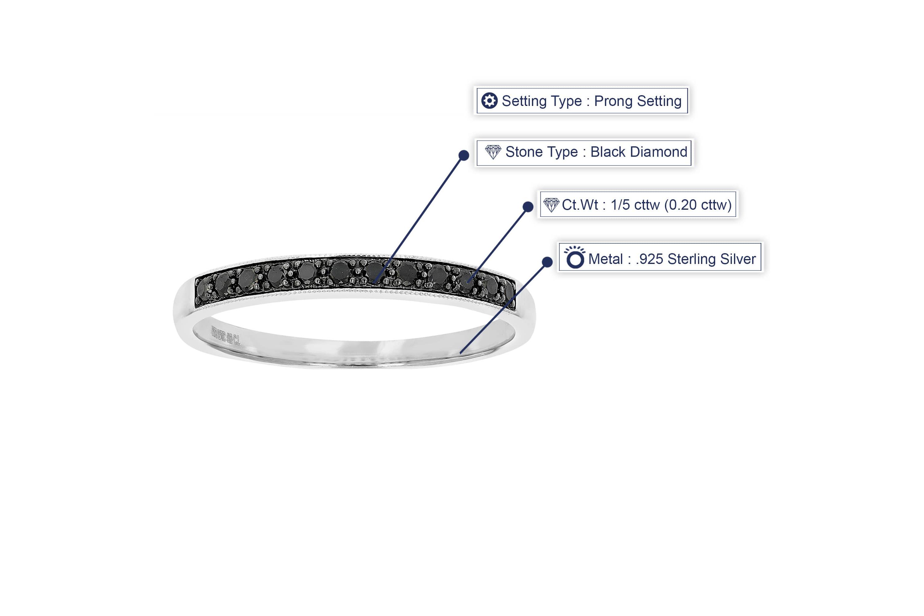 1/5 ct. t.w. Black Diamond Wedding Band in 925 Sterling Silver