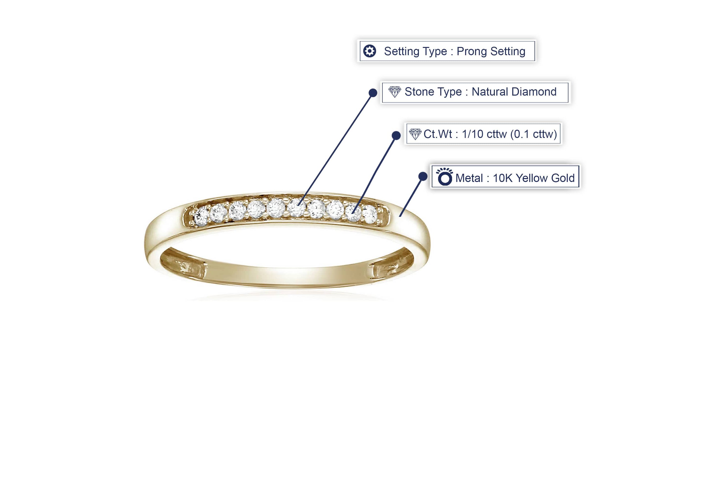 1/10 ct. t.w. Diamond Wedding Band in 10K Yellow Gold