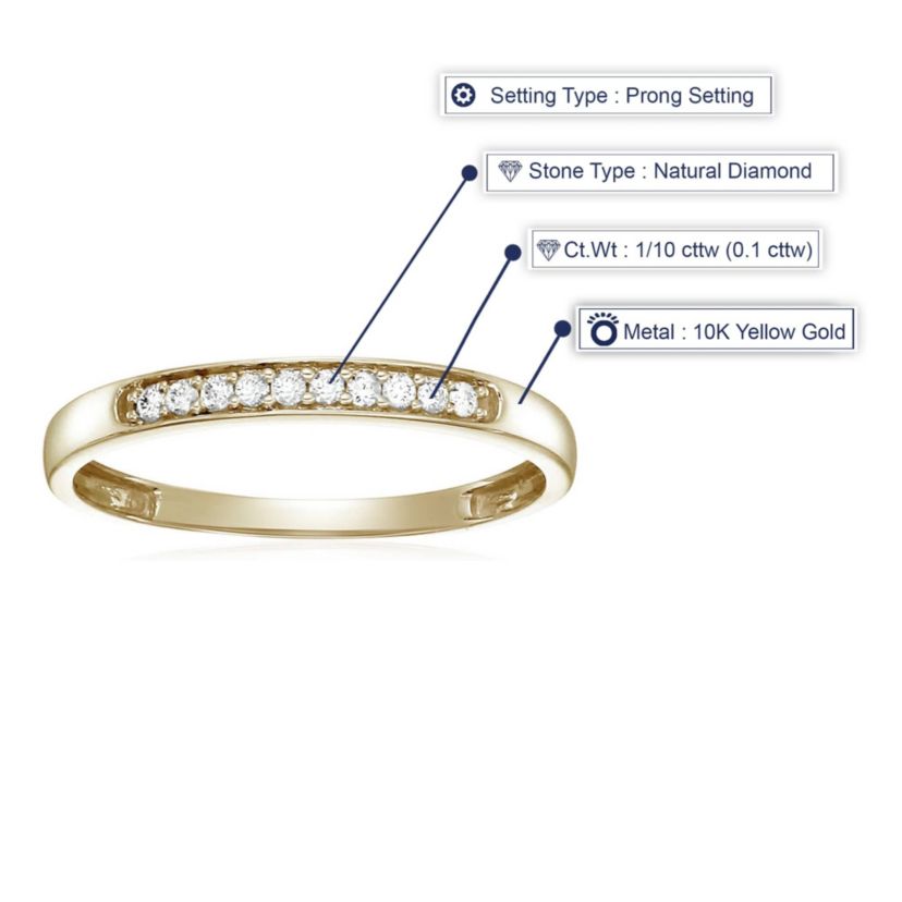 1/10 ct. t.w. Diamond Wedding Band in 10K Yellow Gold