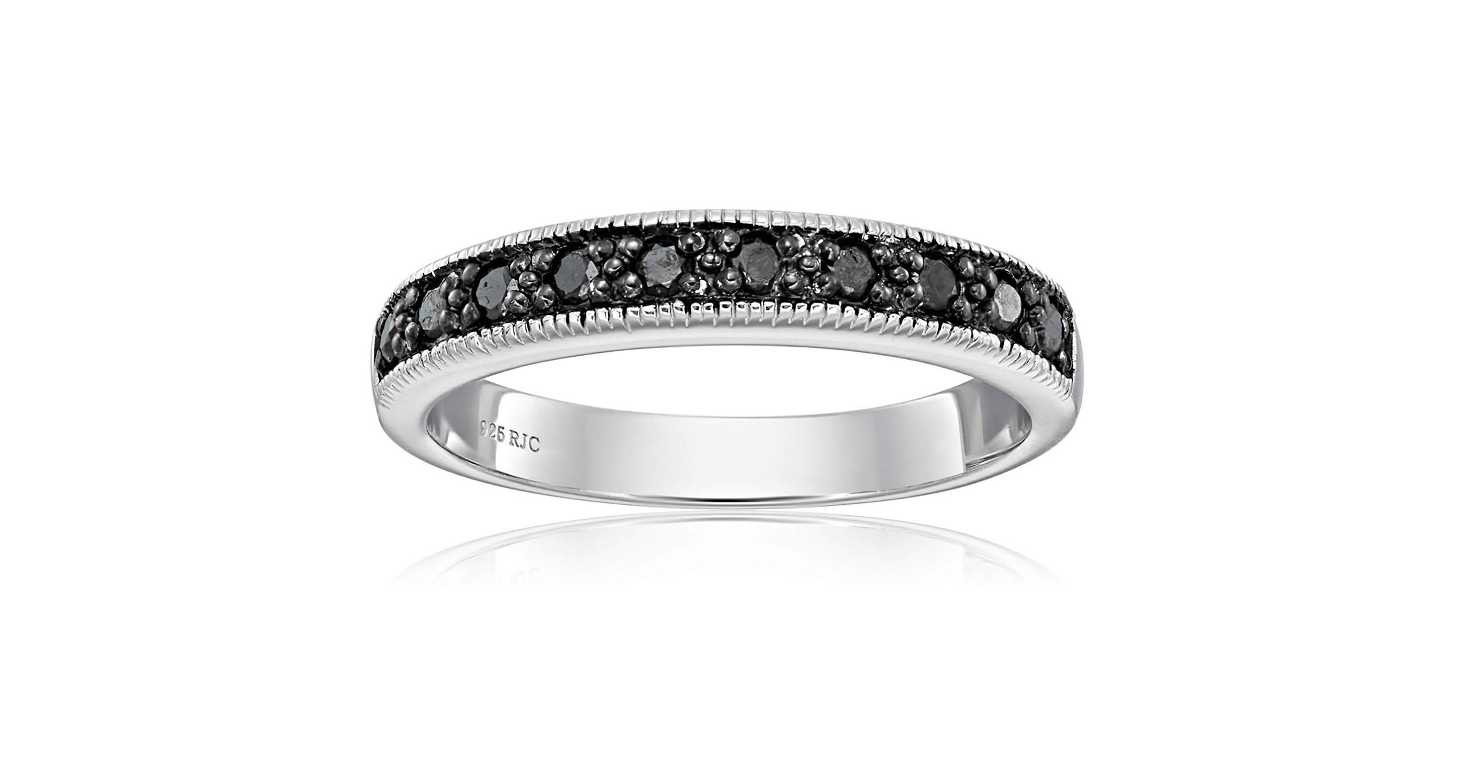 1/4 ct. t.w. Black Diamond Wedding Band in 925 Sterling Silver