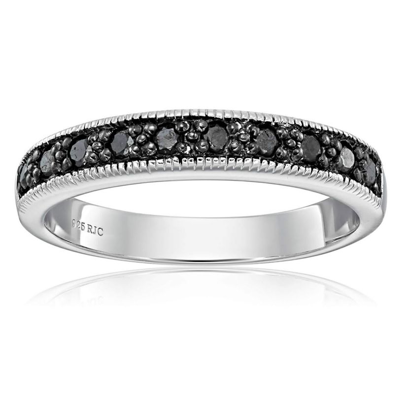 1/4 ct. t.w. Black Diamond Wedding Band in 925 Sterling Silver