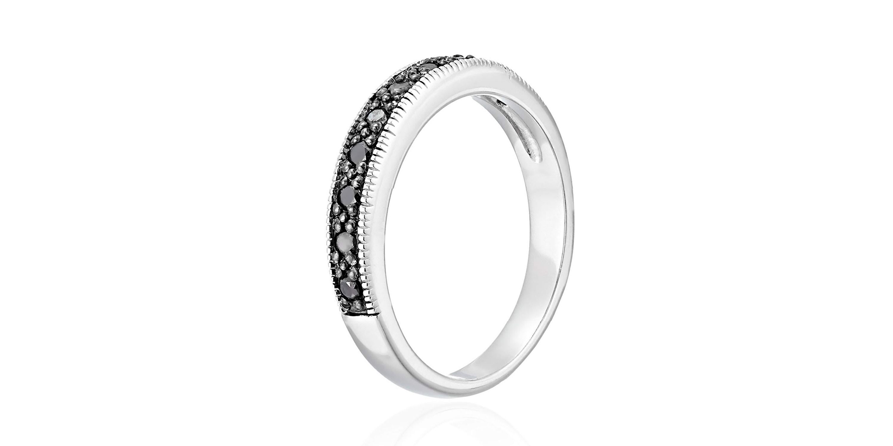 1/4 ct. t.w. Black Diamond Wedding Band in 925 Sterling Silver
