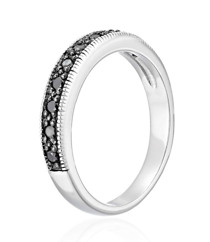 1/4 ct. t.w. Black Diamond Wedding Band in 925 Sterling Silver