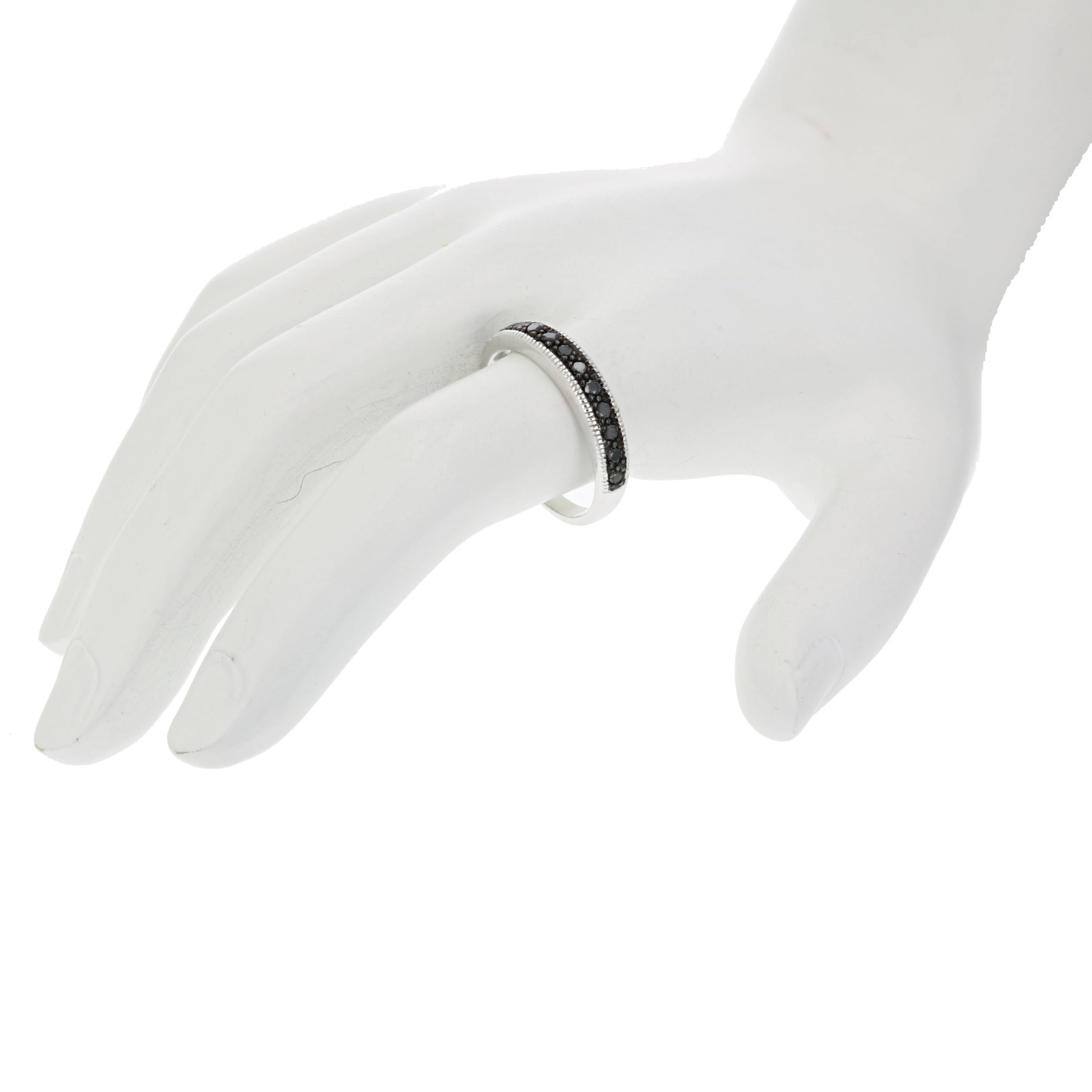 1/4 ct. t.w. Black Diamond Wedding Band in 925 Sterling Silver