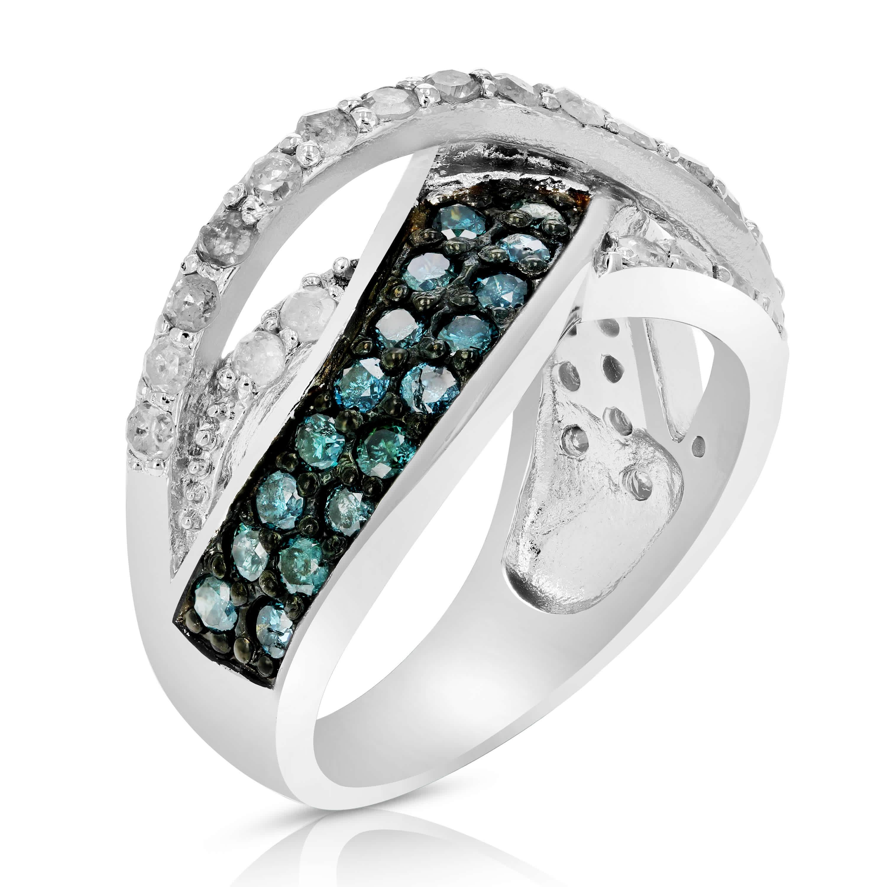 1.20 ct. t.w. Blue Diamond Statement Ring in 925 Sterling Silver
