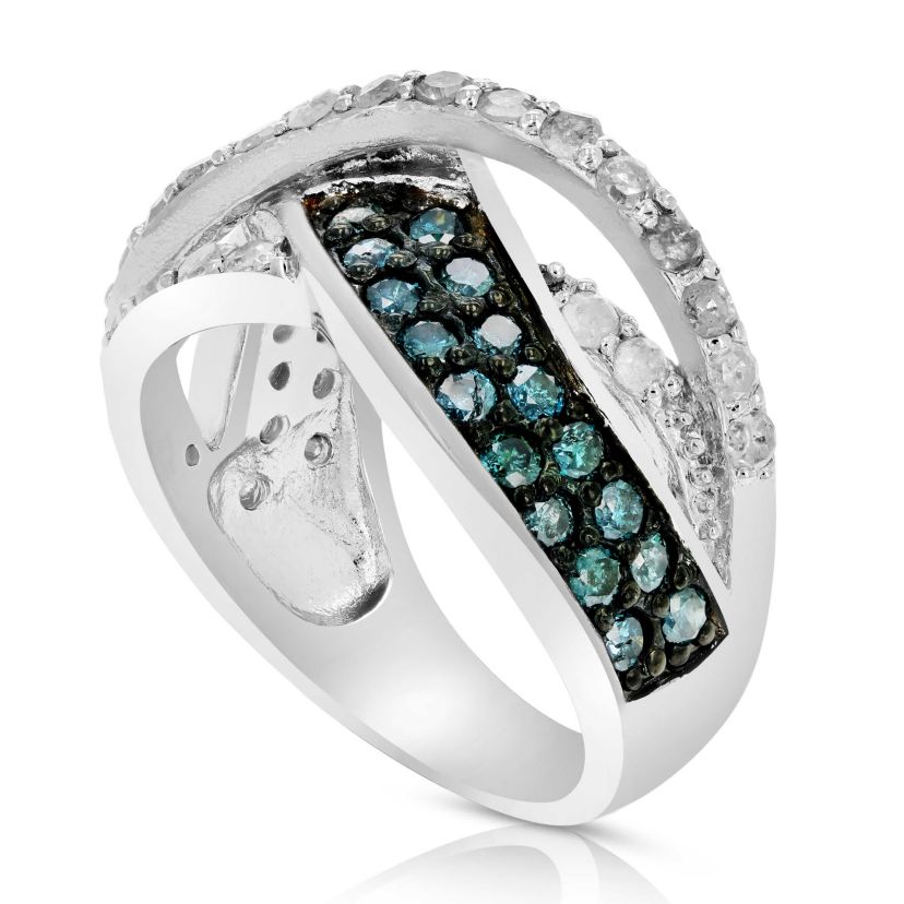 1.20 ct. t.w. Blue Diamond Statement Ring in 925 Sterling Silver
