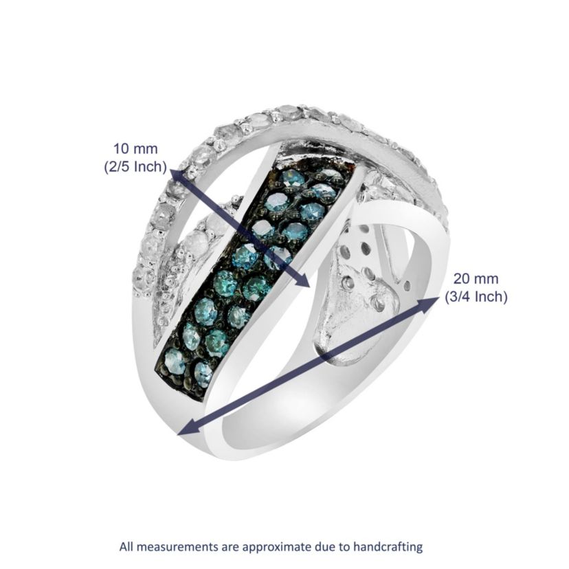 1.20 ct. t.w. Blue Diamond Statement Ring in 925 Sterling Silver