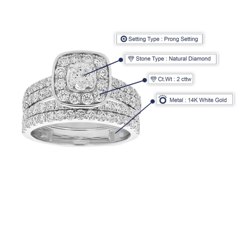 2 ct. t.w. Diamond Bridal Set in 14K White Gold
