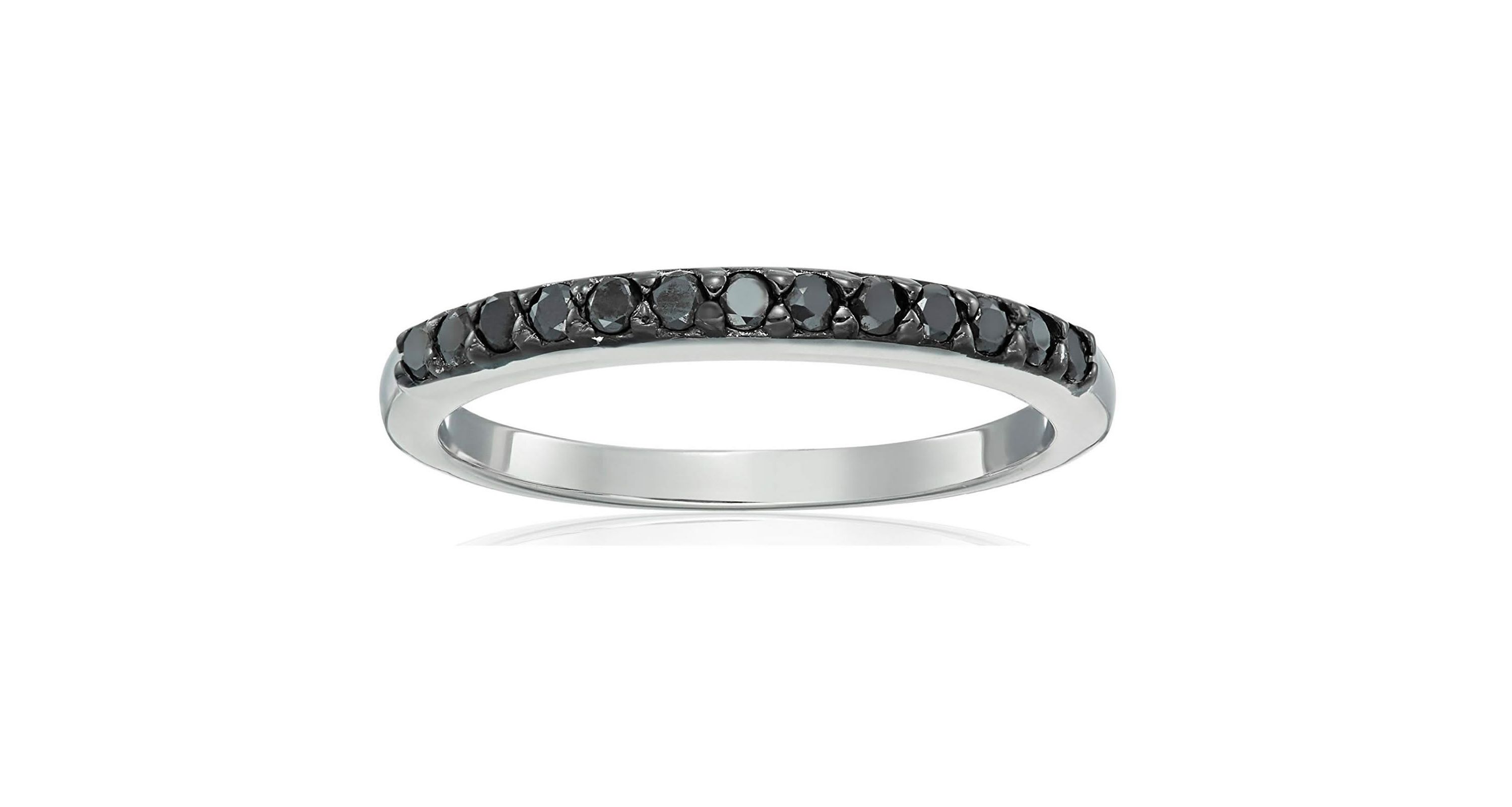 1/5 ct. t.w. Black Diamond Wedding Band in 925 Sterling Silver