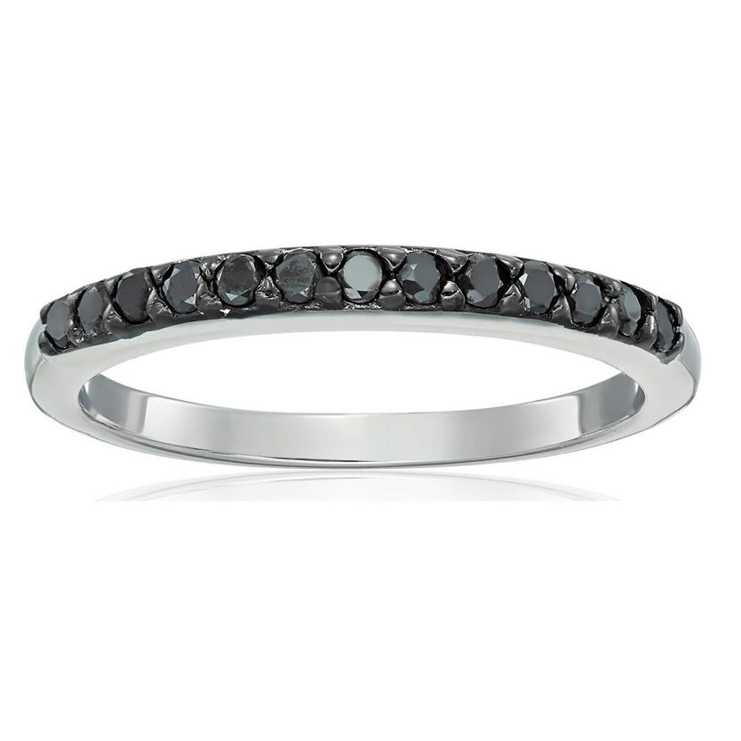 1/5 ct. t.w. Black Diamond Wedding Band in 925 Sterling Silver