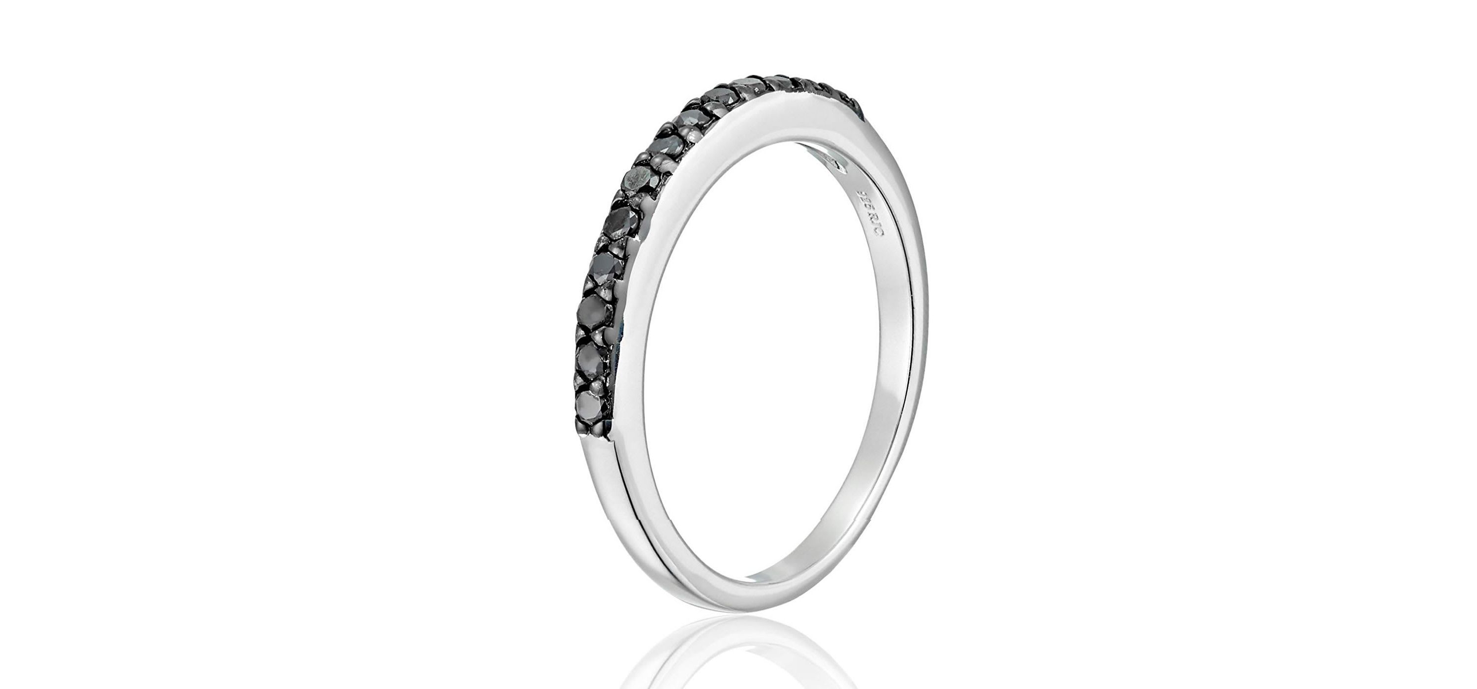 1/5 ct. t.w. Black Diamond Wedding Band in 925 Sterling Silver
