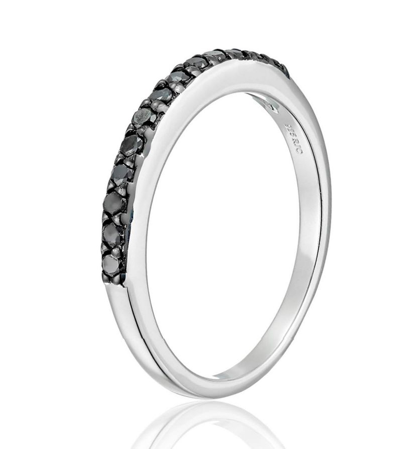 1/5 ct. t.w. Black Diamond Wedding Band in 925 Sterling Silver