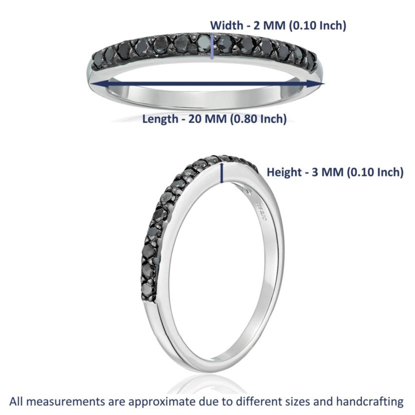 1/5 ct. t.w. Black Diamond Wedding Band in 925 Sterling Silver