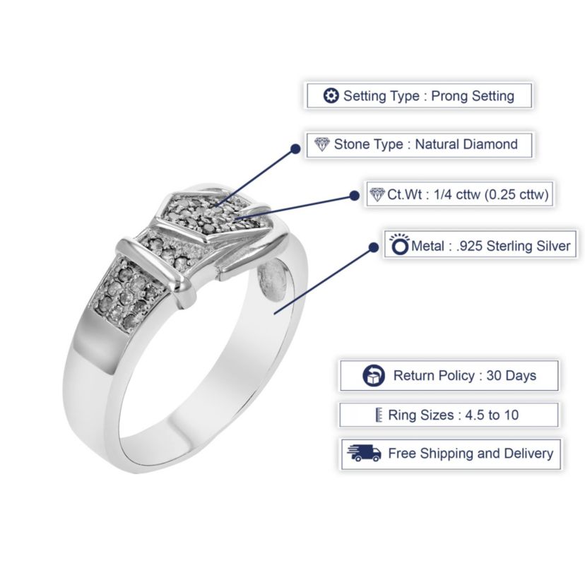 1/4 ct. t.w. Diamond Wedding Band in 925 Sterling Silver