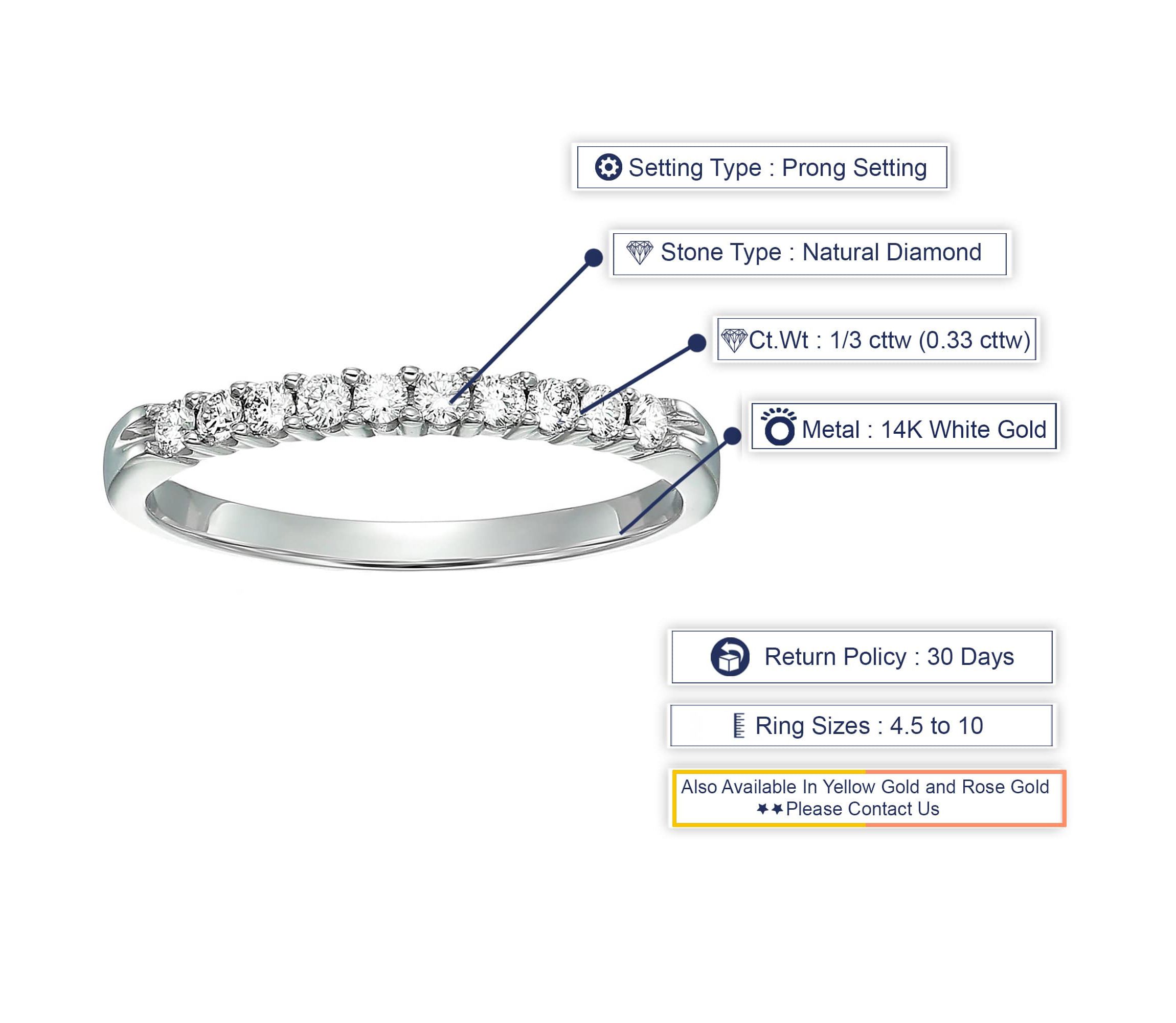 1/3 ct. t.w. Diamond Wedding Band in 14K White Gold