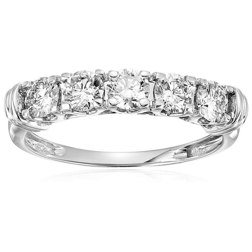 1 ct. t.w. 5 Stone Diamond Ring Engagement Bridal in 14K White Gold