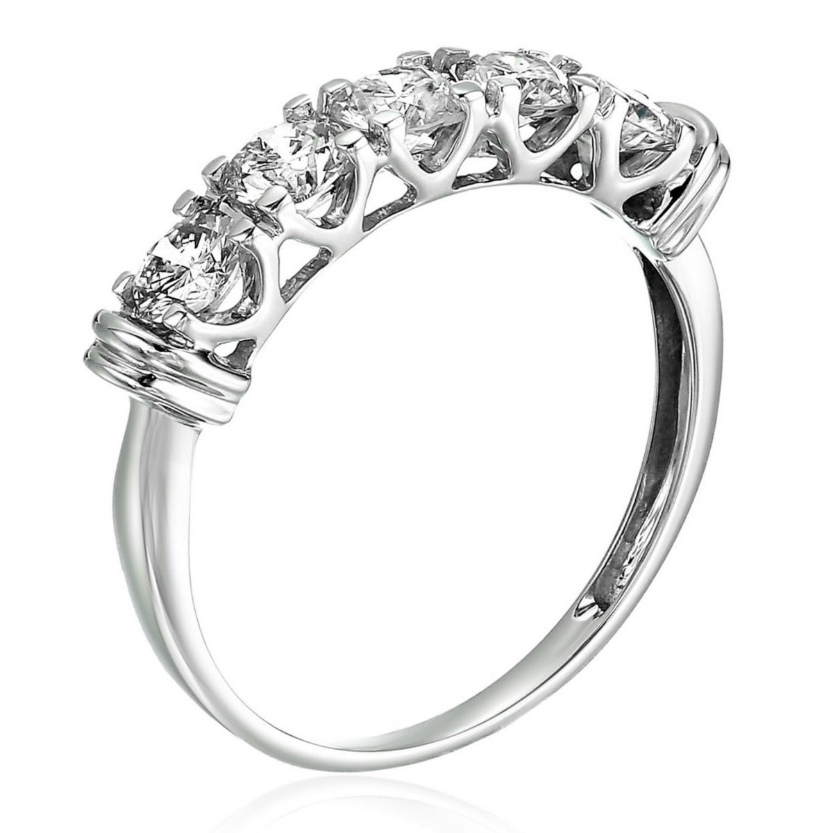 1 ct. t.w. 5 Stone Diamond Ring Engagement Bridal in 14K White Gold