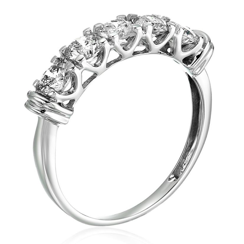 1 ct. t.w. 5 Stone Diamond Ring Engagement Bridal in 14K White Gold