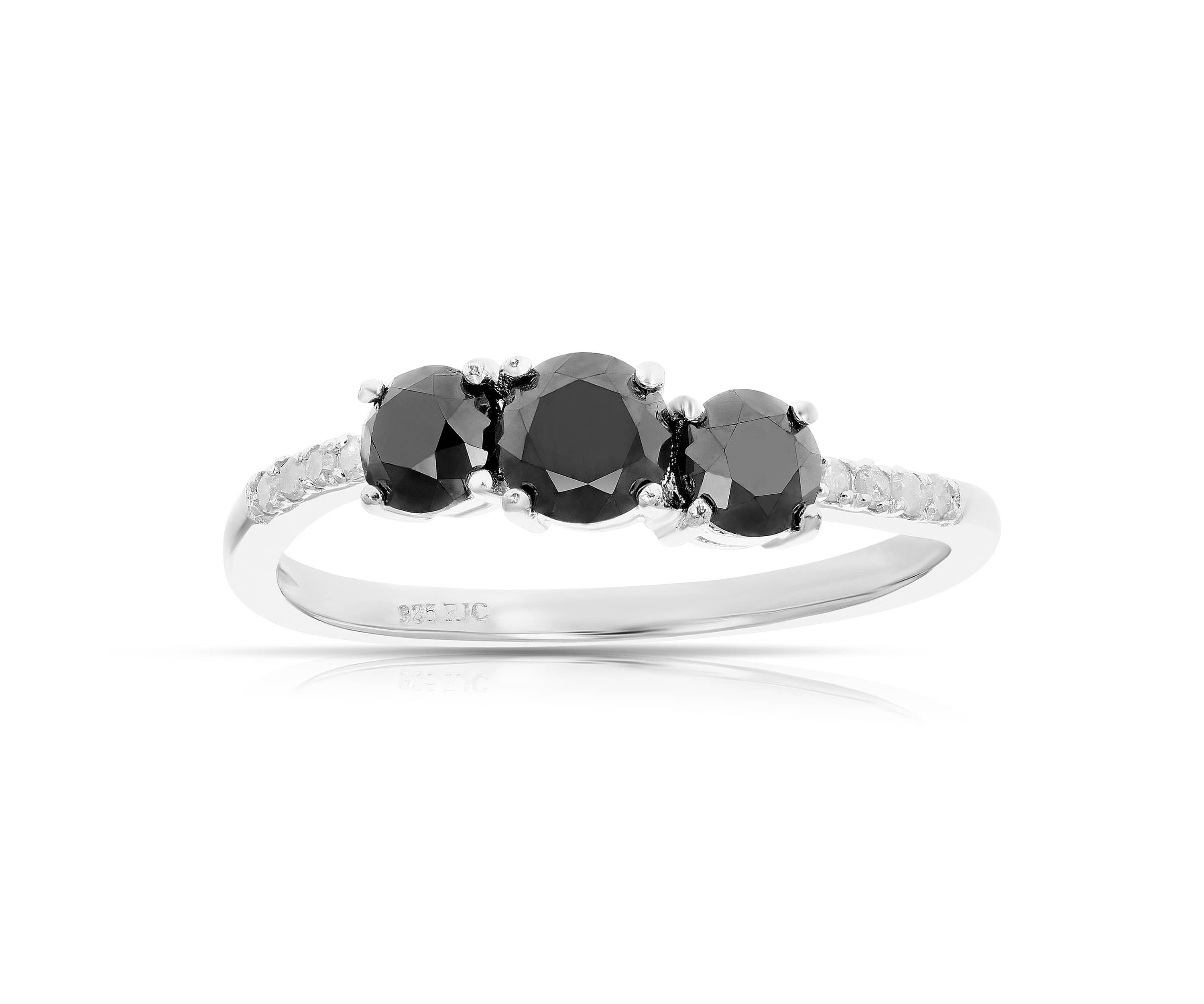1 ct. t.w. Black Diamond Engagement Ring in 925 Sterling Silver
