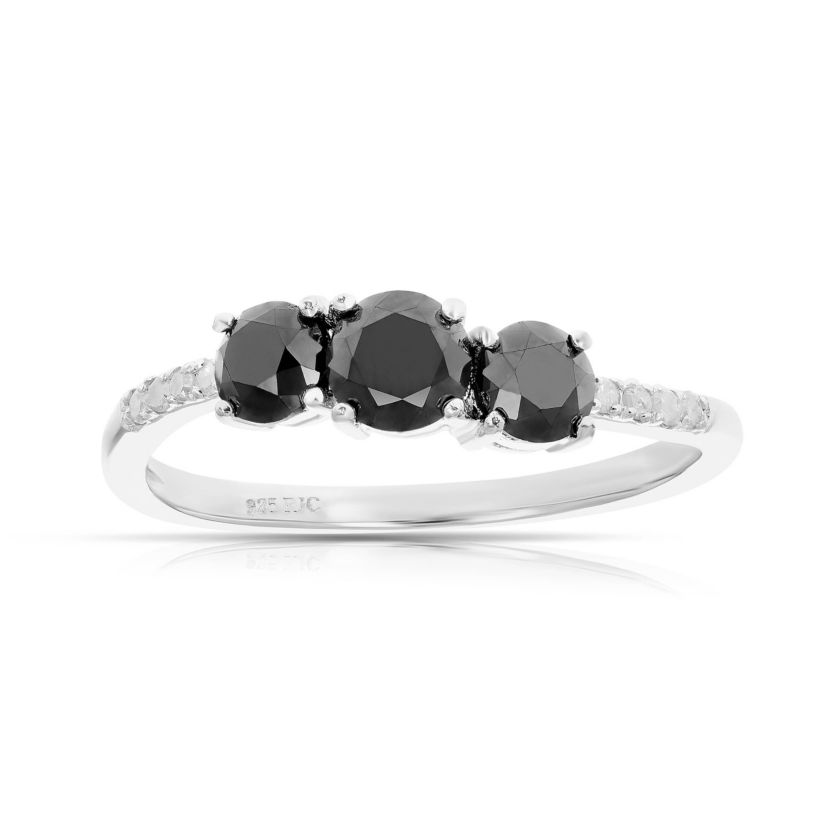 1 ct. t.w. Black Diamond Engagement Ring in 925 Sterling Silver