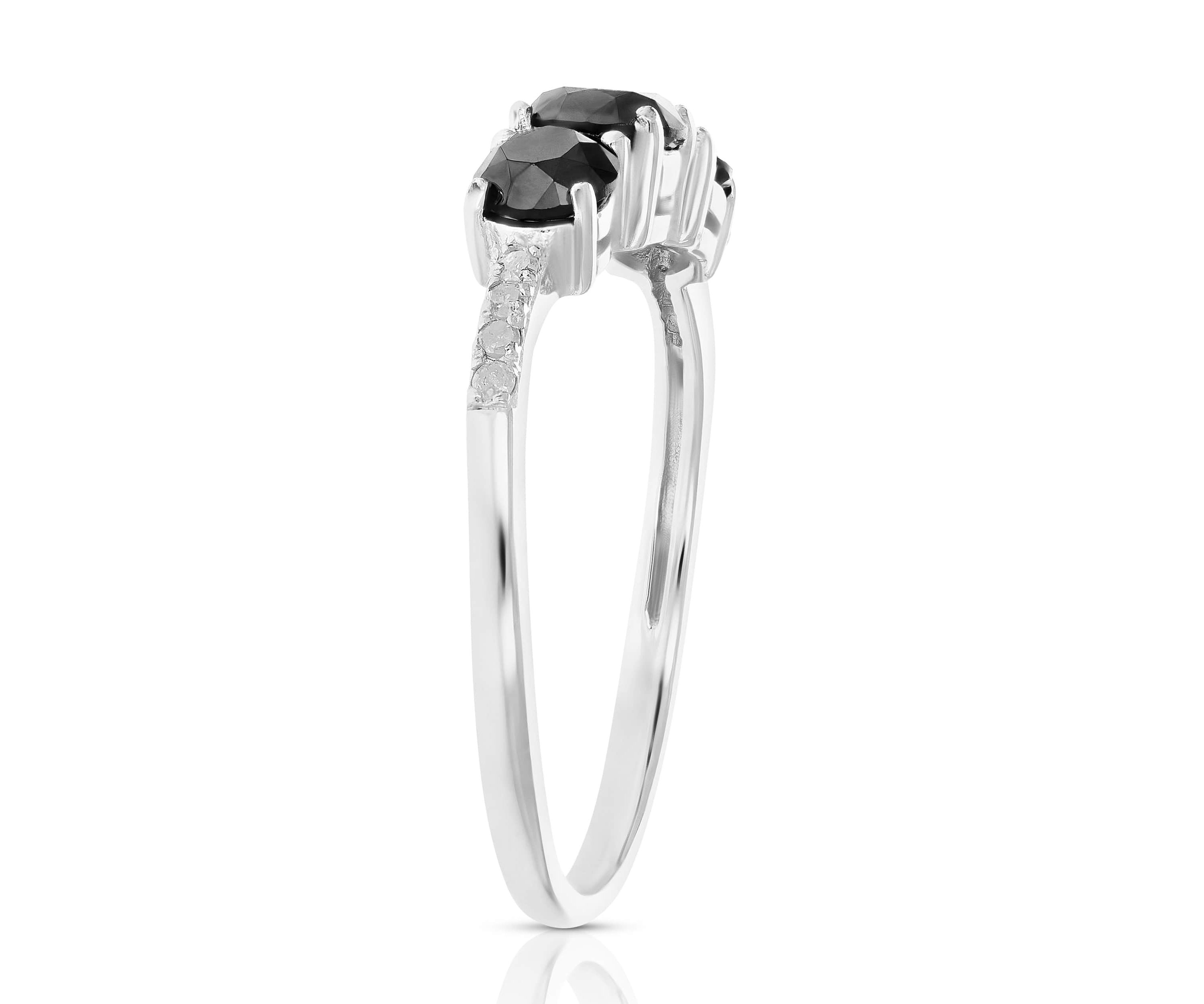 1 ct. t.w. Black Diamond Engagement Ring in 925 Sterling Silver