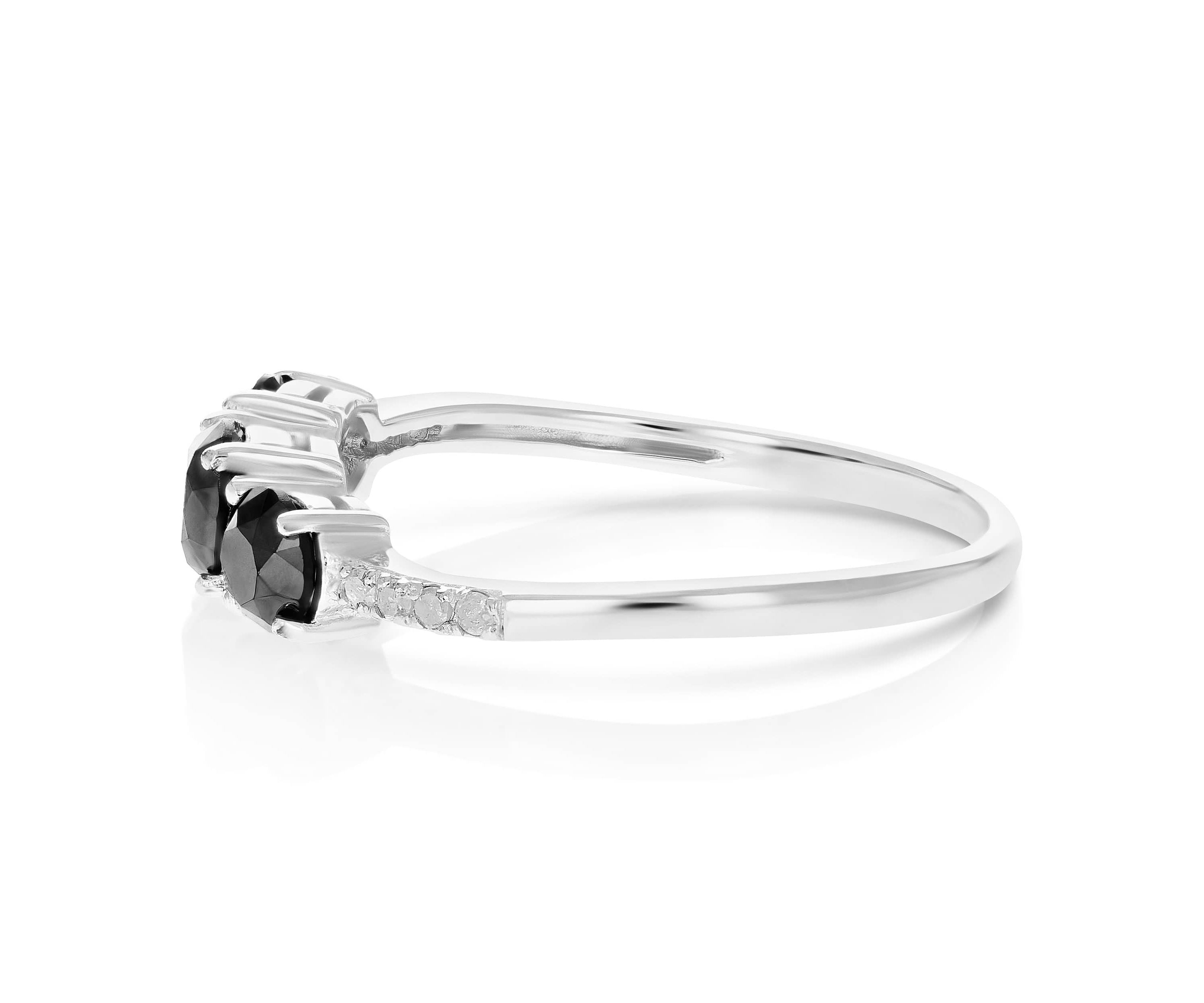 1 ct. t.w. Black Diamond Engagement Ring in 925 Sterling Silver