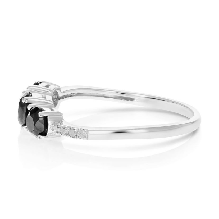 1 ct. t.w. Black Diamond Engagement Ring in 925 Sterling Silver