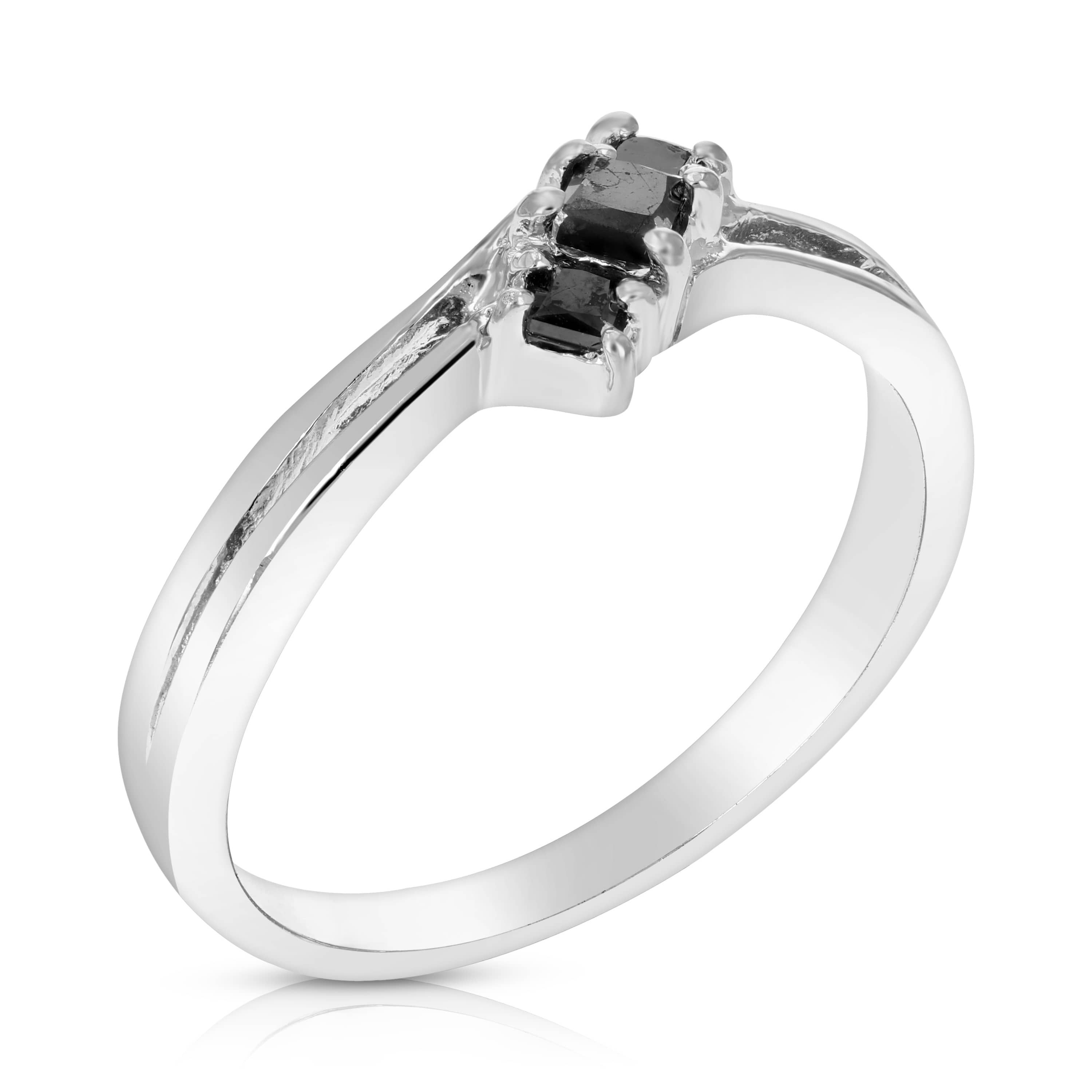 1/2 ct. t.w. Black Diamond Engagement Ring in 925 Sterling Silver