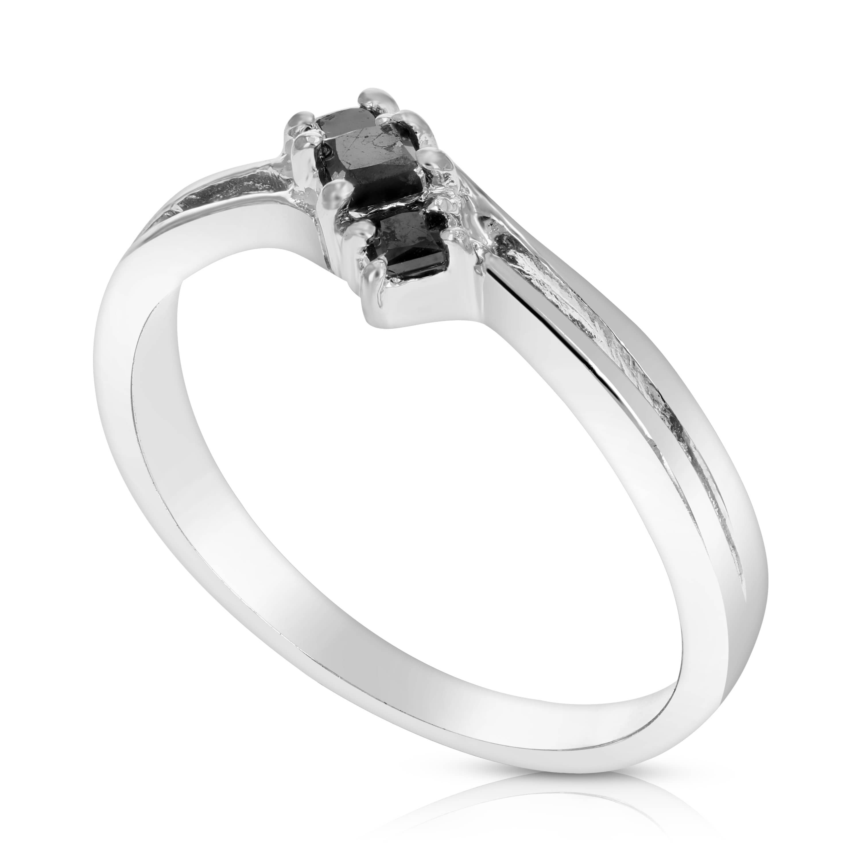 1/2 ct. t.w. Black Diamond Engagement Ring in 925 Sterling Silver