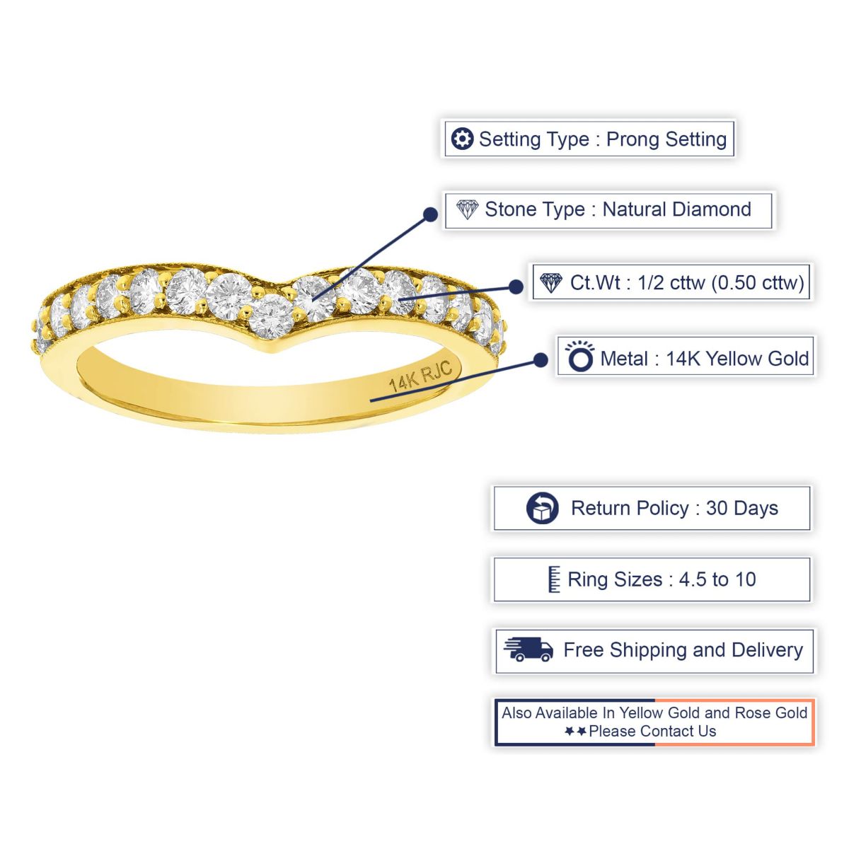 1/2 ct. t.w. Diamond Wedding Band in 14K Yellow Gold
