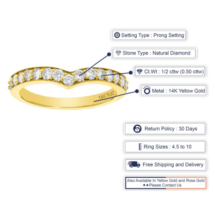 1/2 ct. t.w. Diamond Wedding Band in 14K Yellow Gold